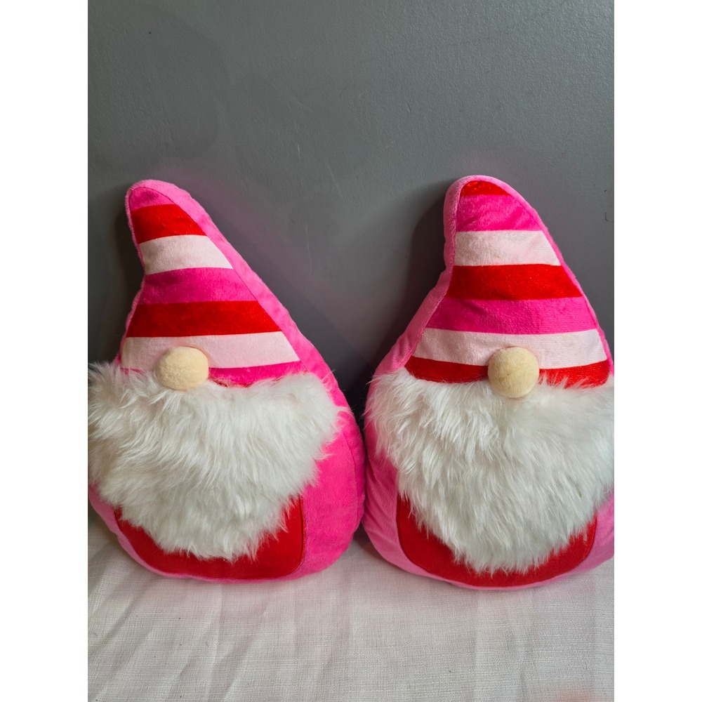 Pink Striped Gnome Plush Decorative Pillows Set of 2 Valentine Decor